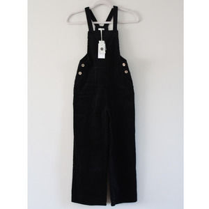 NWT Rylee and Cru Vintage Black Corduroy Romper‎ Wide Leg Overalls 12-14Y Unisex